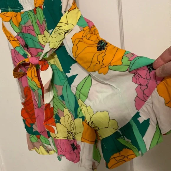 ✨ Anthropologie Puff-Sleeve Ruffle Romper Sz S - Picture 7 of 11